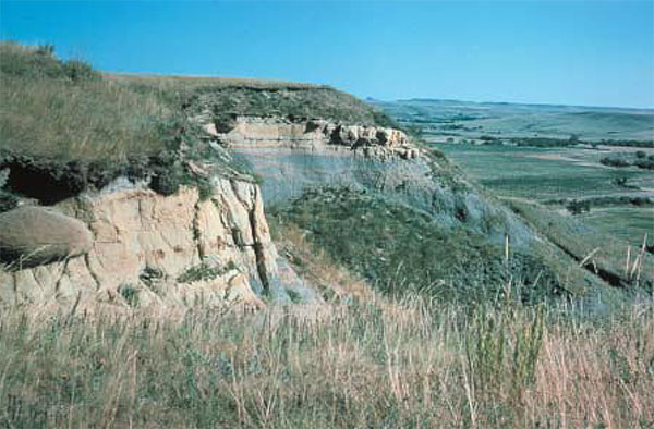 Road cut geologic strata formations