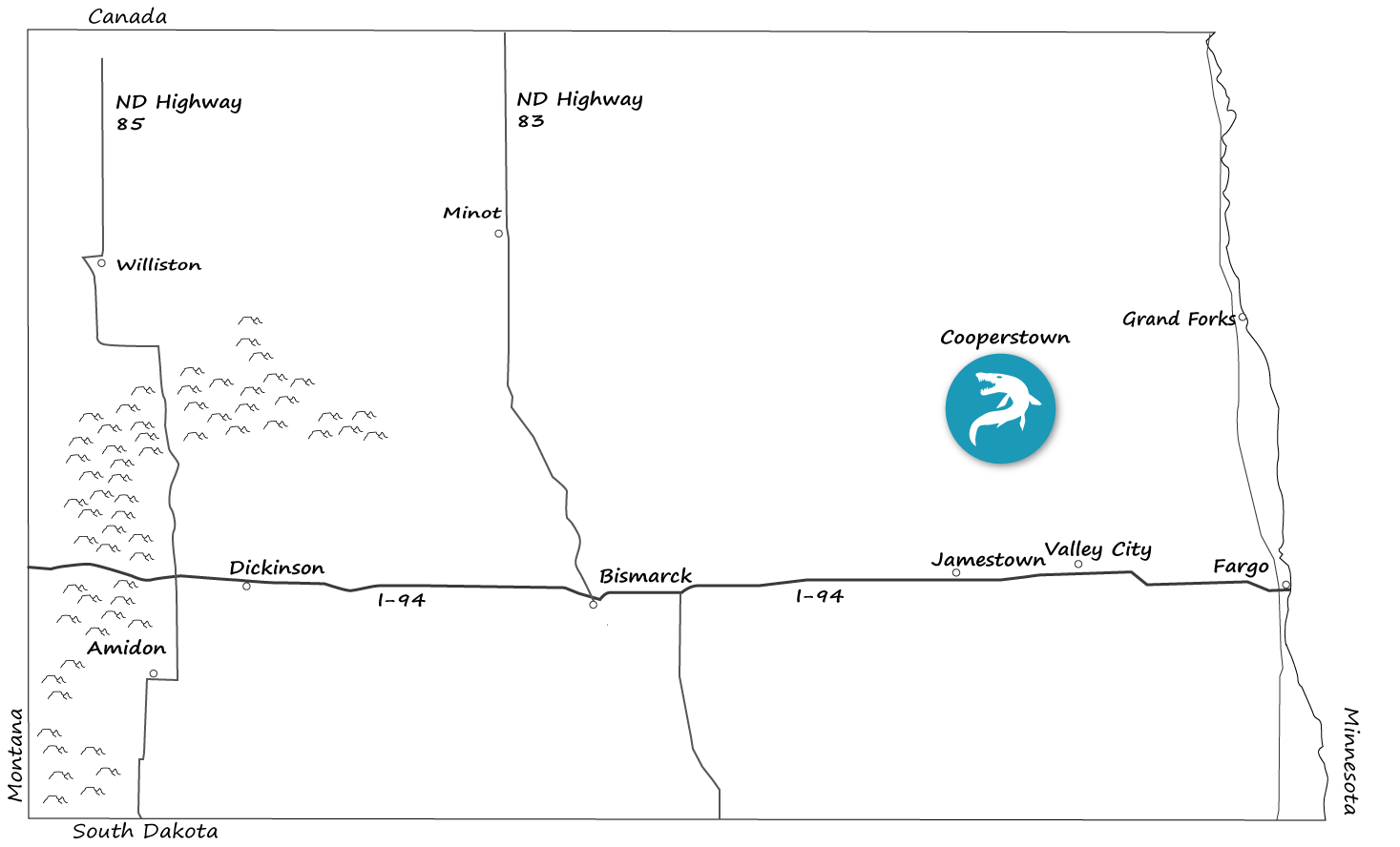 North Dakota of Archelon locations