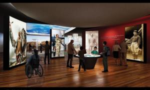 Rendering of possible military gallery section with an interactive table in the middle